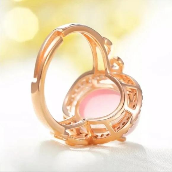 NEW PINK ROSE GOLD DIAMOND 925 STERLING ADJUSTABLE RING, CUTE RING, SHINY RING. - Picture 6 of 6